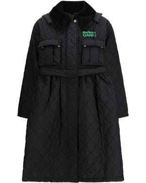 Barbour Quilted Hooded Coat-Classic Tartan/Classic Polyester Jacket - Black