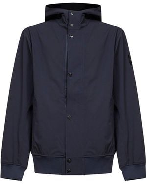 Stone Island Jacket With Hood And Water- And Wind-Resistant Membrane - Blue
