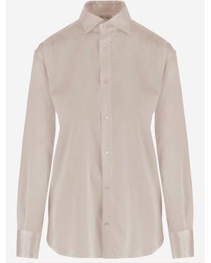 HER SHIRT HER DRESS Silk Stretch Shirt Ludovica - Natural