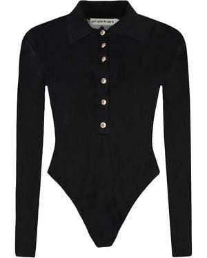 Self-Portrait Viscose Knit Bodysuit - Black