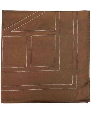 TOTEME Mocha Silk Embroidered Monogram Scarf - Brown