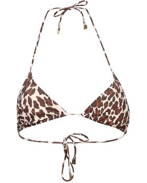 Tory Burch Leopard-Printed String Bikini Top - Natural