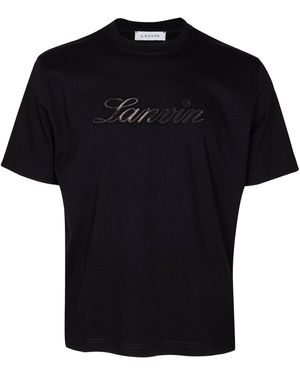 Lanvin Denim T-Shirt With Embroidered Logo - Black