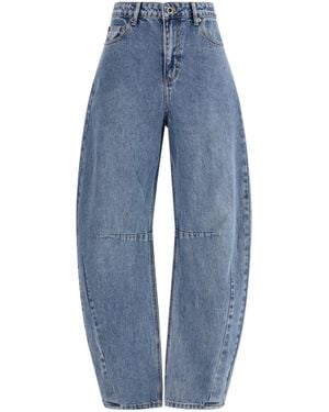 Self-Portrait Barrel Leg Jeans Cotton - Blue