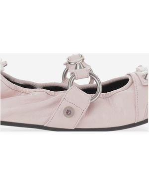 Balenciaga City Flat Leather Ballerina Flats With Bows Lambskin - White