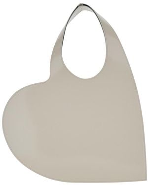 Coperni Heart Shoulder Bag With Logo Print - Natural