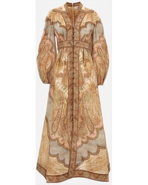 Zimmermann Plunge Midi Dress - Natural