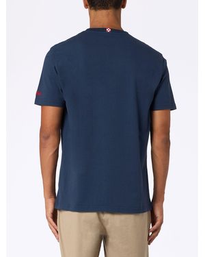 MC2 Saint Barth Heavy Cotton T-Shirt Arnott With Crypto Ducktona Watch Print - Blue