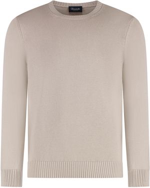 Drumohr Cotton Crew-Neck Sweater Sweatshirts - Natural