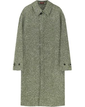 Gucci Double-Breasted Poplin Coat With Bouclé Print - Green
