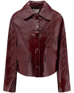 Self-Portrait Leather Jacket - Red