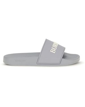 Burberry Logo Slides Rubber Sandal - White