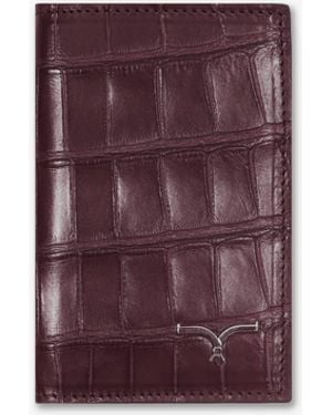 Larusmiani Vertical Alligator Card Holder Pesos Wallet - Purple