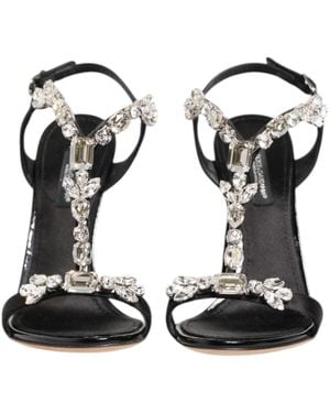 Dolce & Gabbana Keira Satin Embroidered Sandals - Black