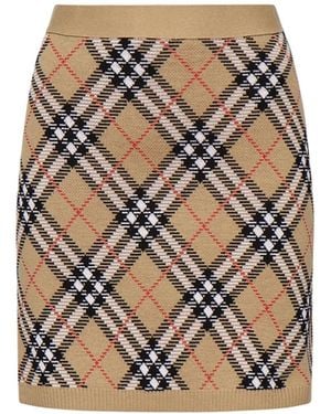 Burberry Check Wool Mini Skirt - White