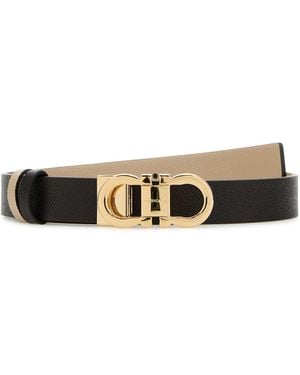Ferragamo Leather Reversible Belt - White