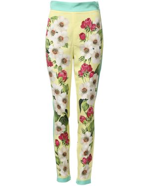 Dolce & Gabbana Floral Print Slim Trousers - Metallic