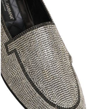 Dolce & Gabbana Crystal Embellished Loafers Shoes Leather - Black
