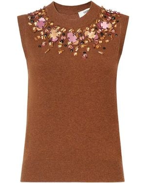 Fendi Sleeveless Wool And Cashmere Sweater - Brown
