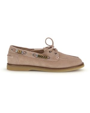 Pinko Suede Grace Loafers - White