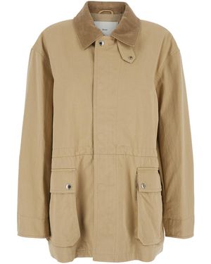 DUNST Cotton Ribbed Collar Jacket For Nylon Outerwear - Natural