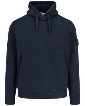 Stone Island Logo Hoodie - Blue