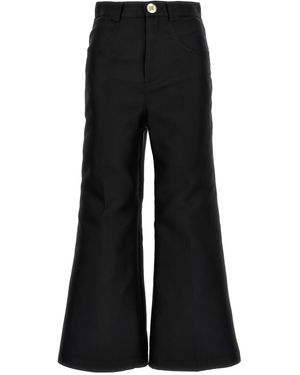 Giambattista Valli Cropped Silk Blend Trousers - Black