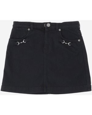 Gucci Cotton Stretch Skirt With Metal Buckles - Black
