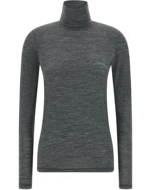 Jil Sander High-Neck Merino Knit Shirt - Gray
