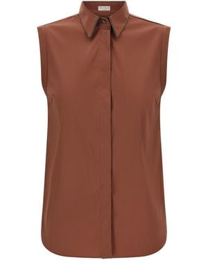 Brunello Cucinelli Cotton Blouse - Brown