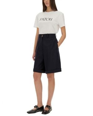 Patou Logo Print T-Shirt Cotton T-Shirts - Black