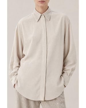 Brunello Cucinelli Sand Silk Relaxed Shirt - Natural