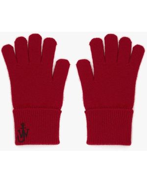 JW Anderson Wool Gloves With Anchor Logo - Red