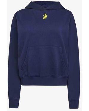 JW Anderson Cropped Hoodie With Anchor Embroidery - Blue