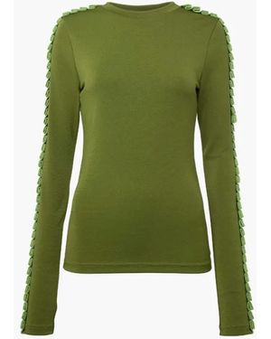 JW Anderson Pleated Trim Long Sleeve Top - Green