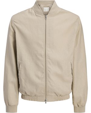 Jack & Jones Linen-Blend Bomber Jacket - Natural