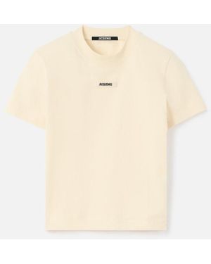 Jacquemus Gros Grain Logo T-Shirt, Short Sleeves, 100% Cotton, Size: Large - Natural