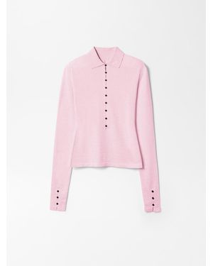 Jacquemus The Merino Long-Sleeve Polo Shirt - Pink