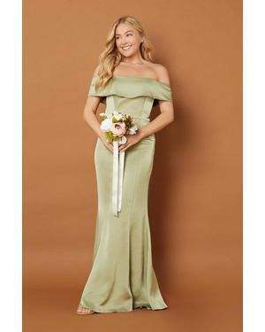 Jarlo Sage Off Shoulder Maxi Dress With Train - Green