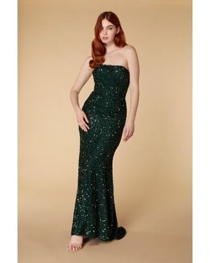 Jarlo Nera Strapless Sequin Maxi With Train, / Sequin - Blue