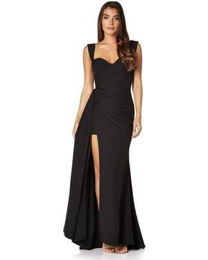 Jarlo Melody Sweetheart Neckline Fishtail Maxi Dress With Side Split - Black