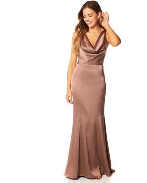 Jarlo Sage Cowl Front Maxi Dress With Cross Back Detail - Brown