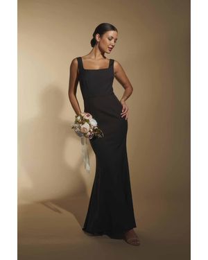 Jarlo Senia Square Neck Maxi Dress With Button Back - Natural