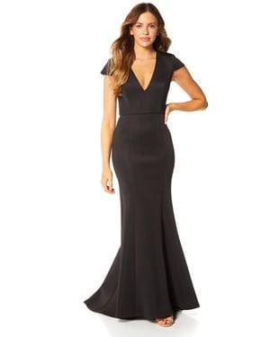 Jarlo Moxxi V Neck Scuba Maxi Dress - Black