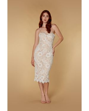 Jarlo Jojo All Over Lace Midi Dress With Ruffle Hem in Black Lyst UK