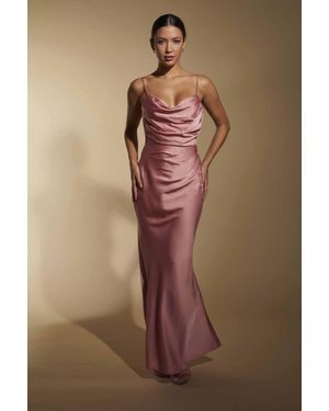 Jarlo Aurora Cowl Back Maxi Dress With Lace Detail - Brown
