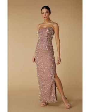 Jarlo Clement One Shoulder Sequin Maxi Dress - Natural