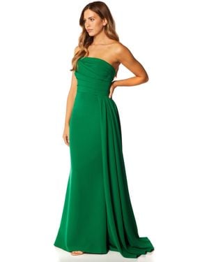 Jarlo Zo Strapless Maxi Dress With Pleated Side Skirt Drape - Green