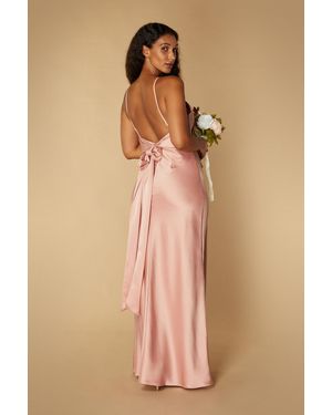 Jarlo Rose Cami Strap Maxi Dress With Tie Back Detail - Natural