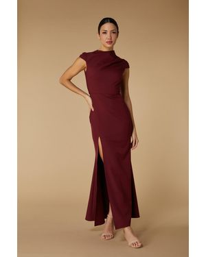 Jarlo Kip High Neck Maxi Dress With Cap Sleeves - Red